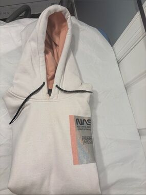 White Stag White & Peach Crewneck Hoodie with NASA Graphic
